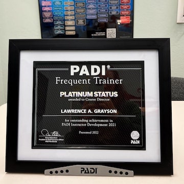 PADI Platinum Course Director Award Larry Grayson